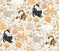 Cottage Cat Coquette in Ginger Orange carta da parati