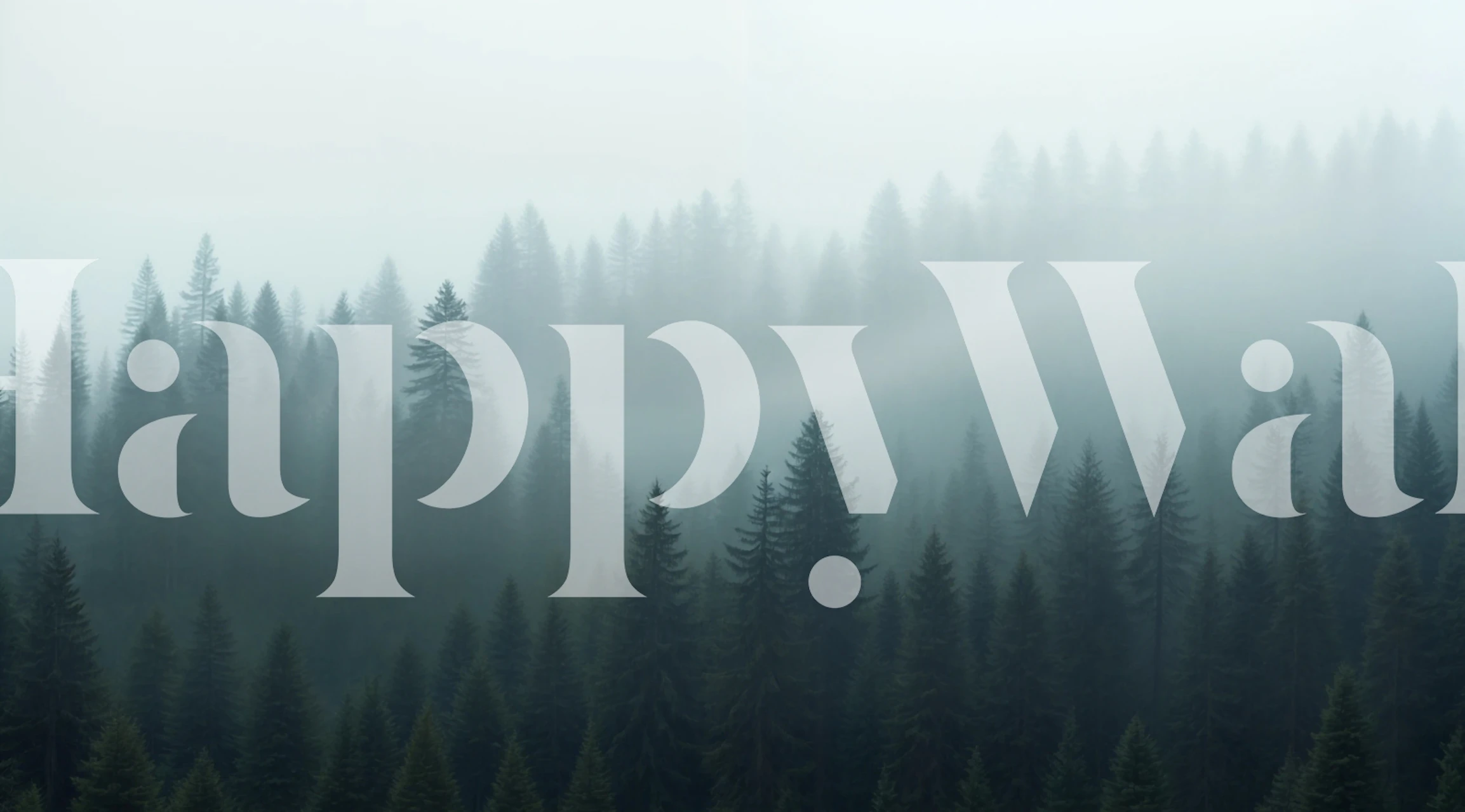 Dense pine tree forest in misty green tones wallpaper