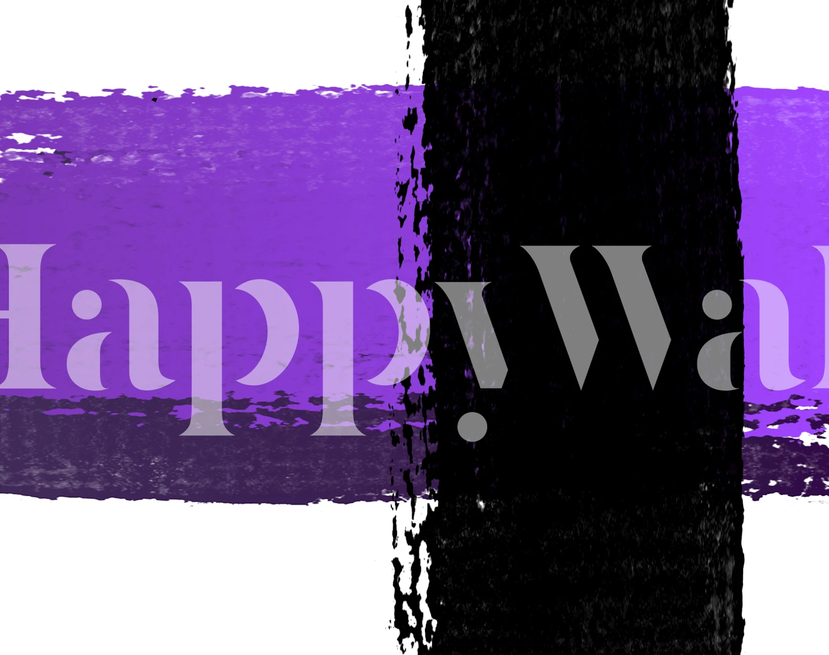 Vibrant purple brush art wallpaper in a room