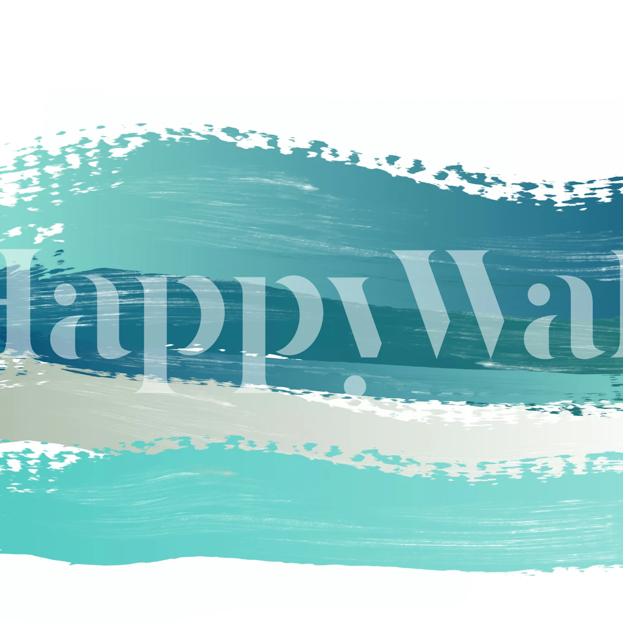 Turquoise brush stroke wall mural with blue and green tones