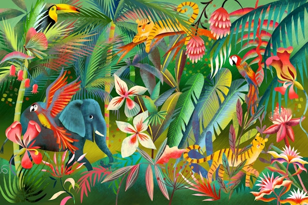 Fantastic jungle view tigers