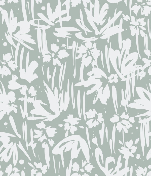 Abstract Garden Floral Gray and White