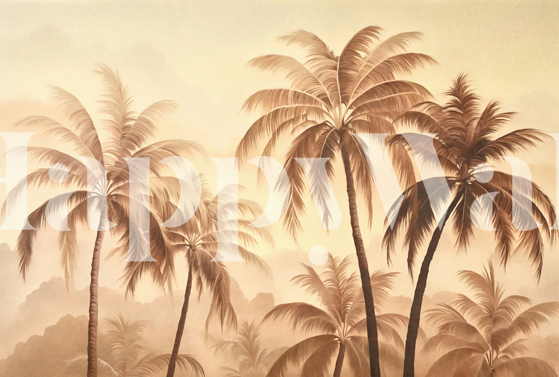 Tropical palm wallpaper in a room