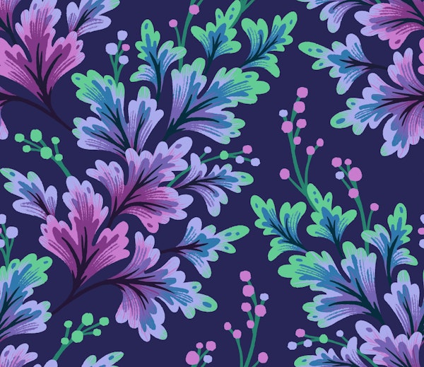 Frilled Foliage - Purple Teal