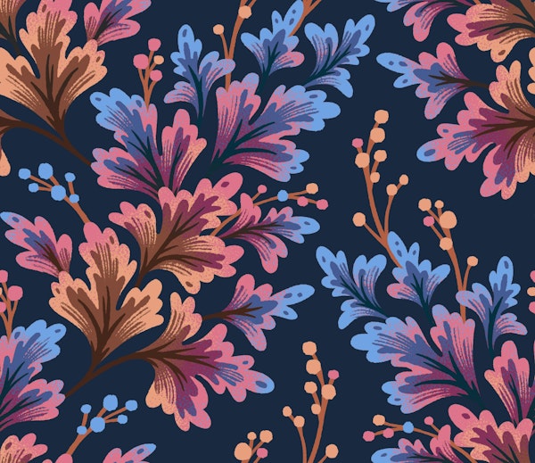 Frilled Foliage - Navy Blush