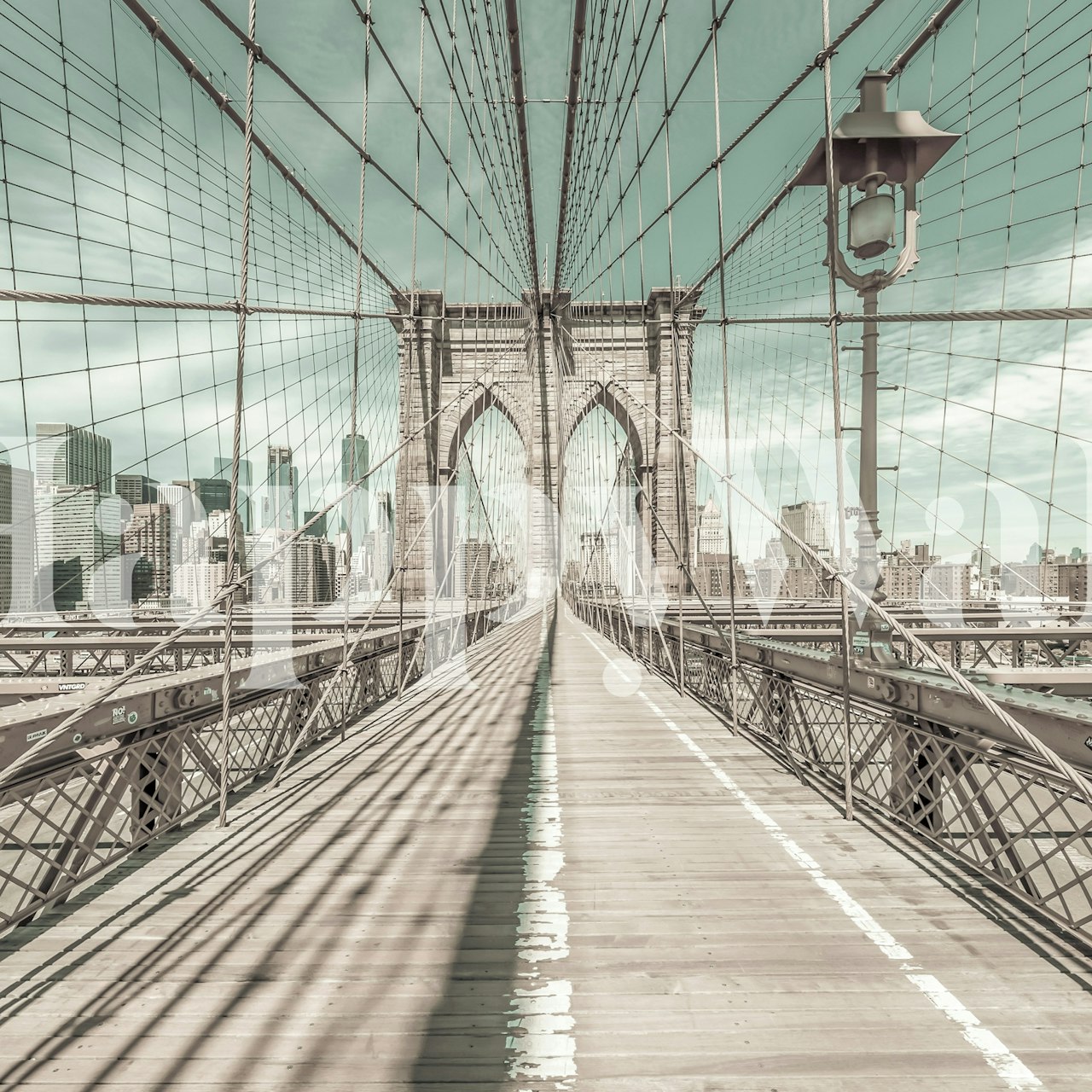Carta da parati stile vintage NYC Brooklyn Bridge nella stanza