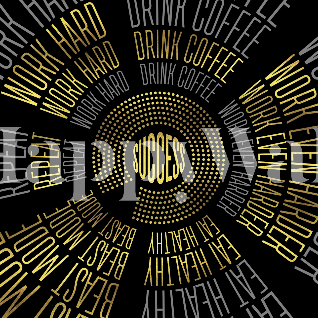 Motivational black and gold text design wallpaper