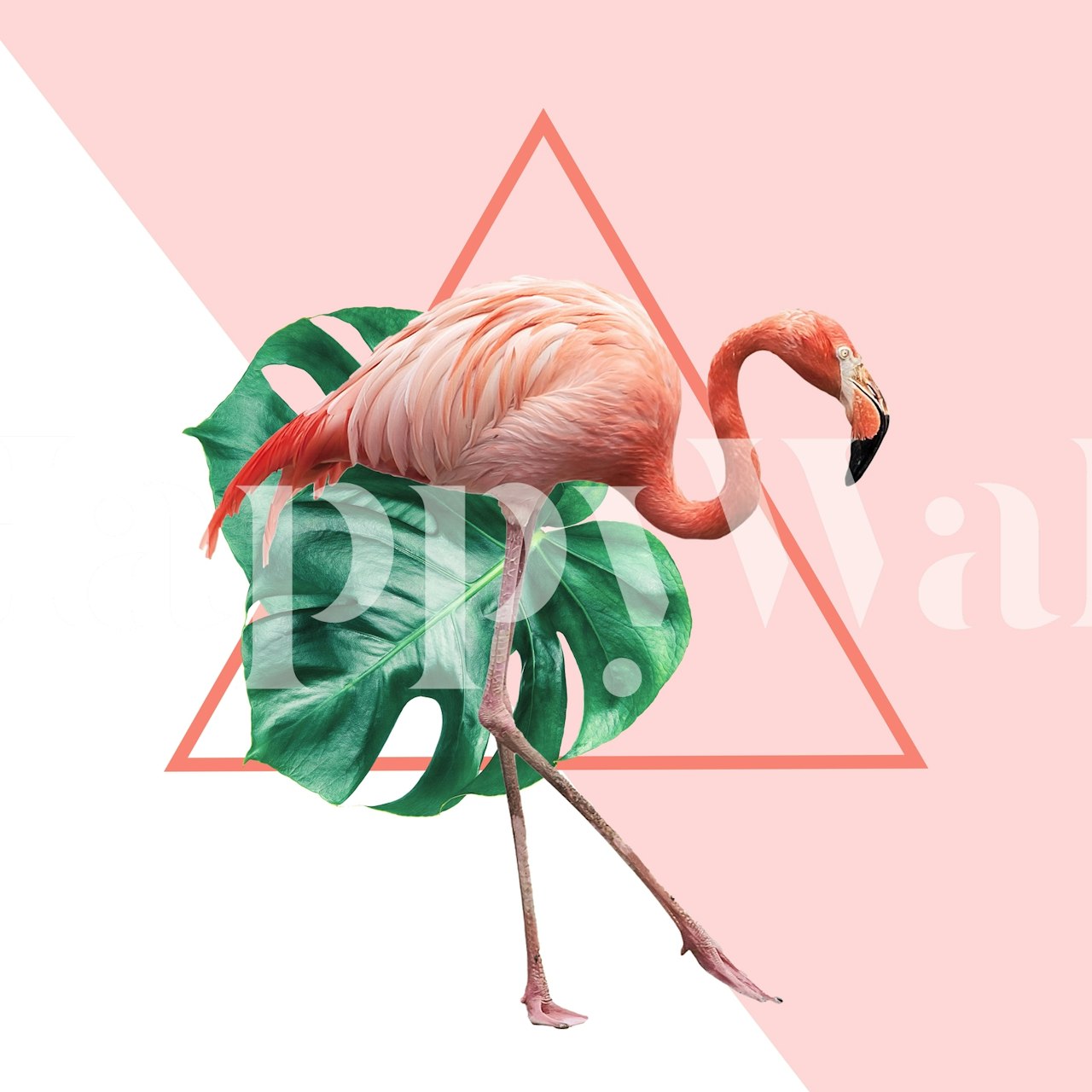 Bermuda wallpaper featuring a flamingo and leaves