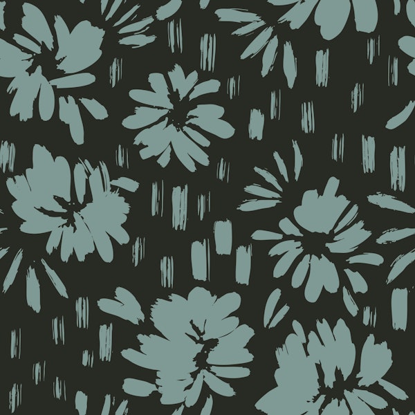 Floral Brush Strokes Black