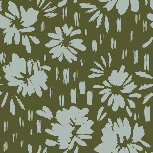 Floral Brush Strokes Green