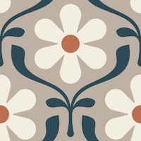 Retro Daisy Blooms in Beige - L wallpaper