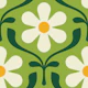 Retro Daisy Blooms in Green - S