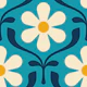 Retro Daisy Blooms in Blue - S