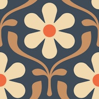 Retro Daisy Blooms in Blue Brown - L ταπετσαρία