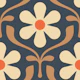 Retro Daisy Blooms in Blue Brown - L