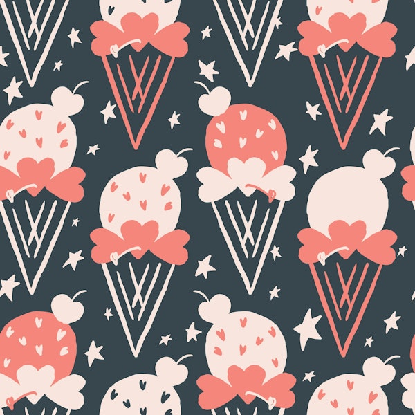 Retro Ice Cream Cones Pink & Navy