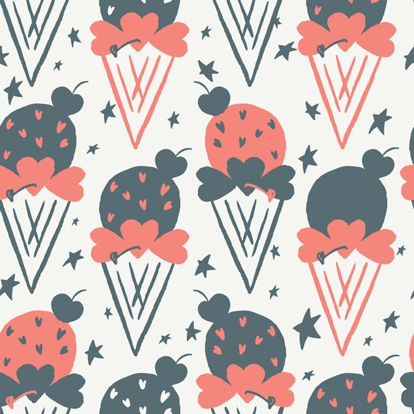 Retro Ice Cream Cones Pink & Gray