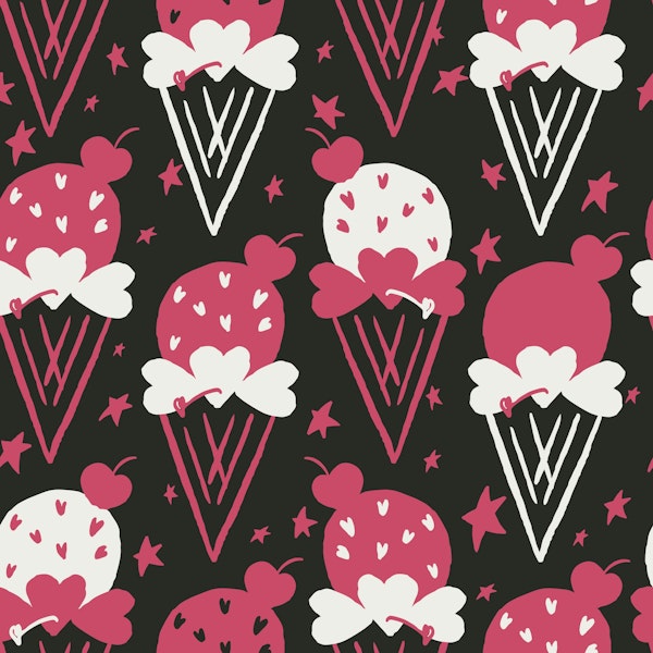 Retro Ice Cream Cones Pink & Black