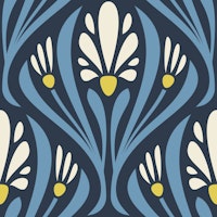 Art Nouveau Floral in Blue - L ταπετσαρία