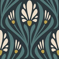 Art Nouveau Floral in Green Yellow - L ταπετσαρία