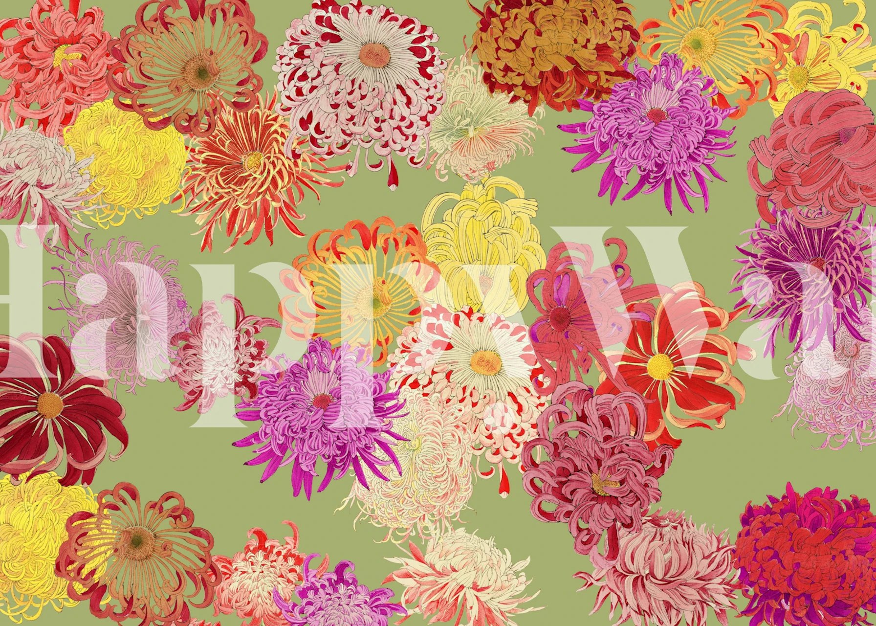 Färgglad blomster tapetdesign i ett rum