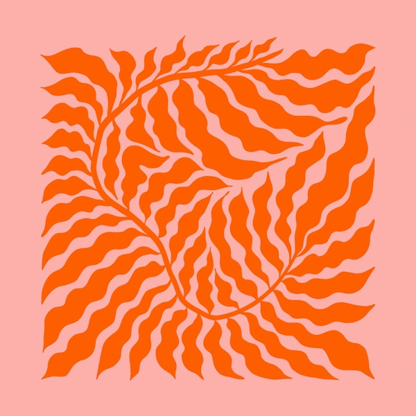 Pink Orange Leaf Art