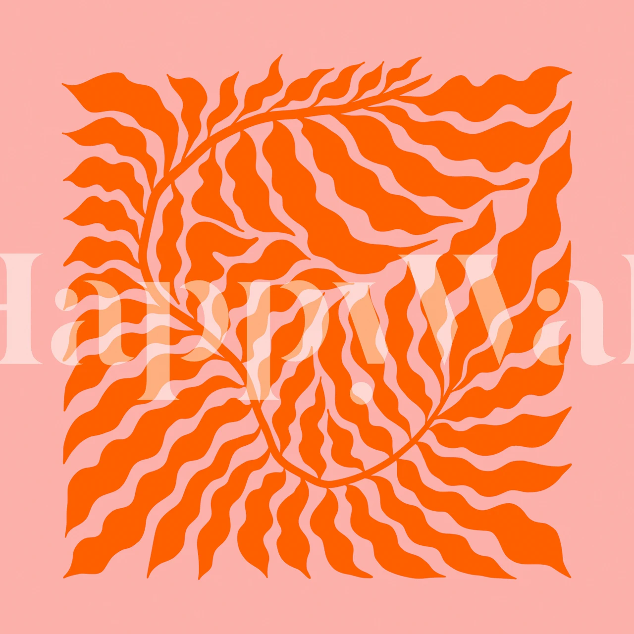 Tapeta Pink Orange Leaf Art u sobi