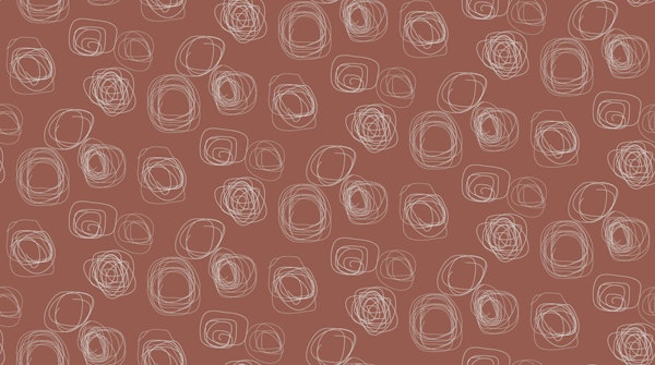 White Doodle Line Swirls on Rust Brown