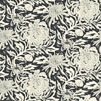 Chrysanthemum Block Print Bliss Onyx papel de parede