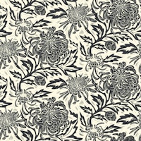 Chrysanthemum Block Print Bliss Onyx Cornsilk ταπετσαρία