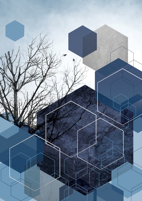 Minimal Nordic Tree Navy Silver
