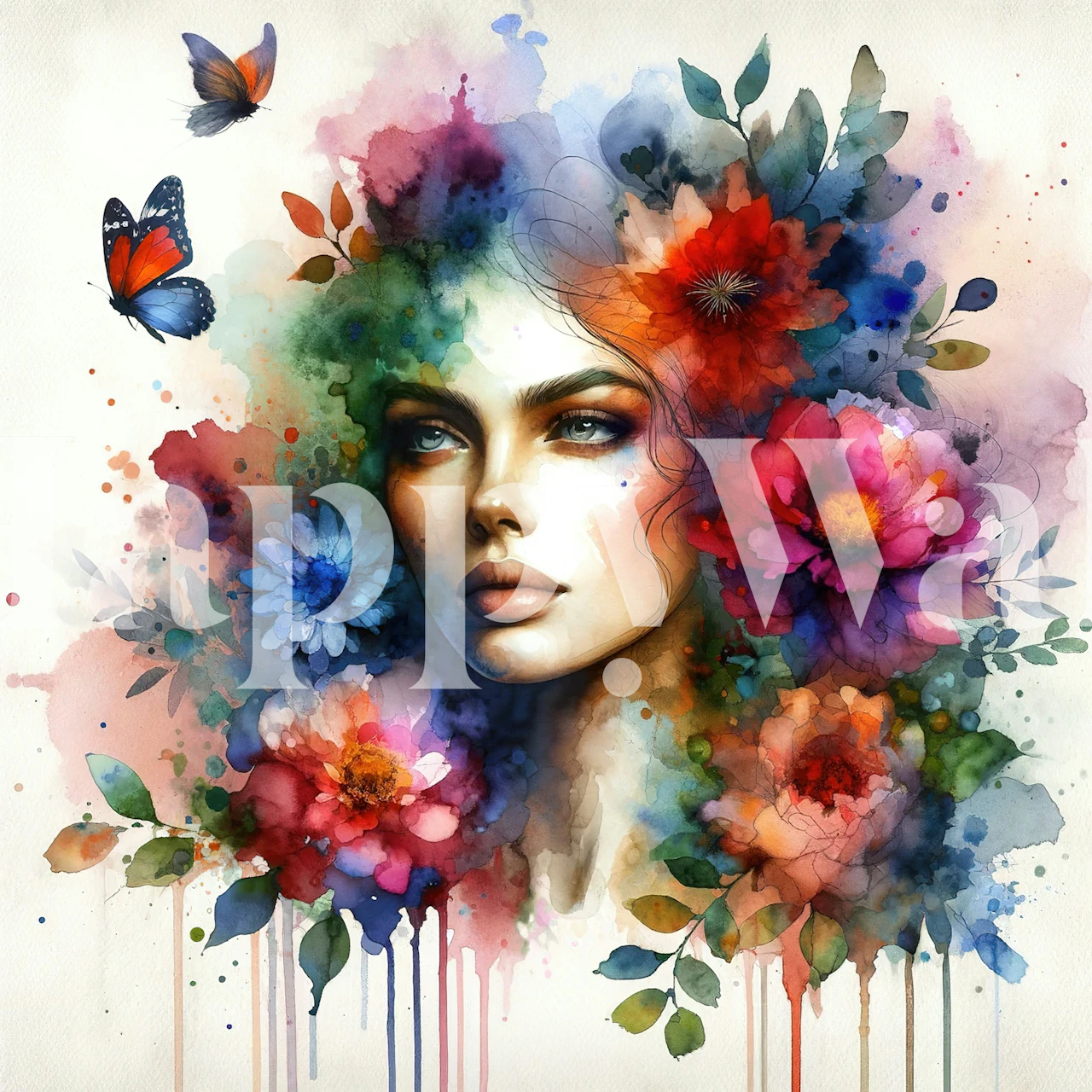 Tapeta Ethereal Floral Portrait v místnosti