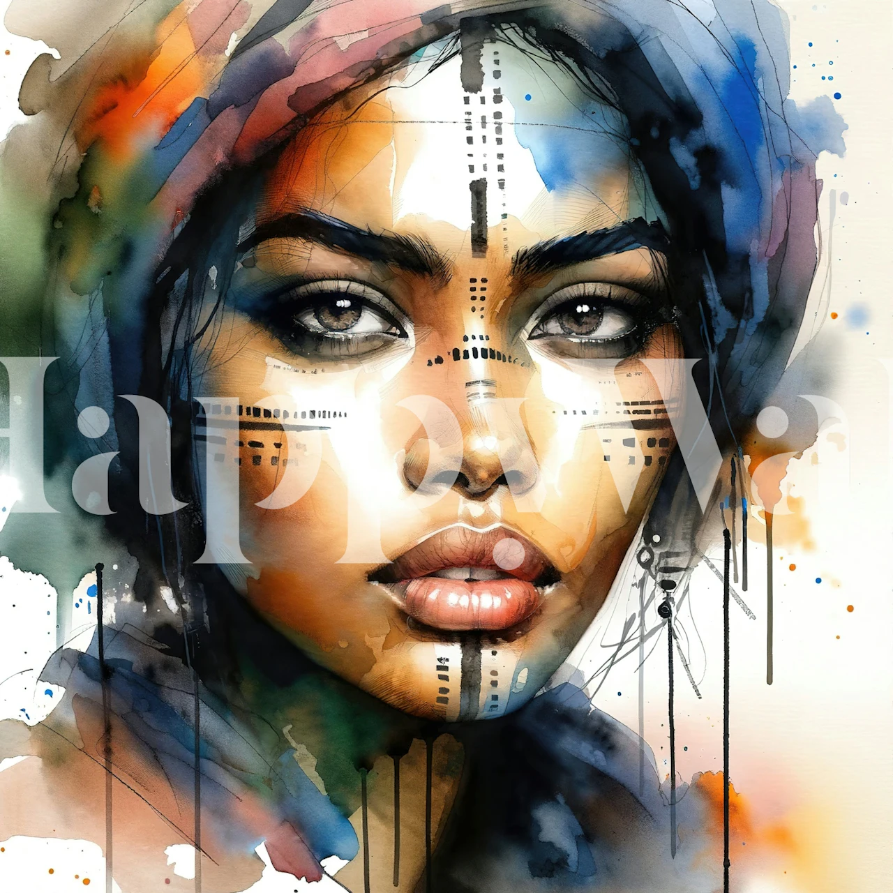 Tribal Muse Portrait tapet i et rum