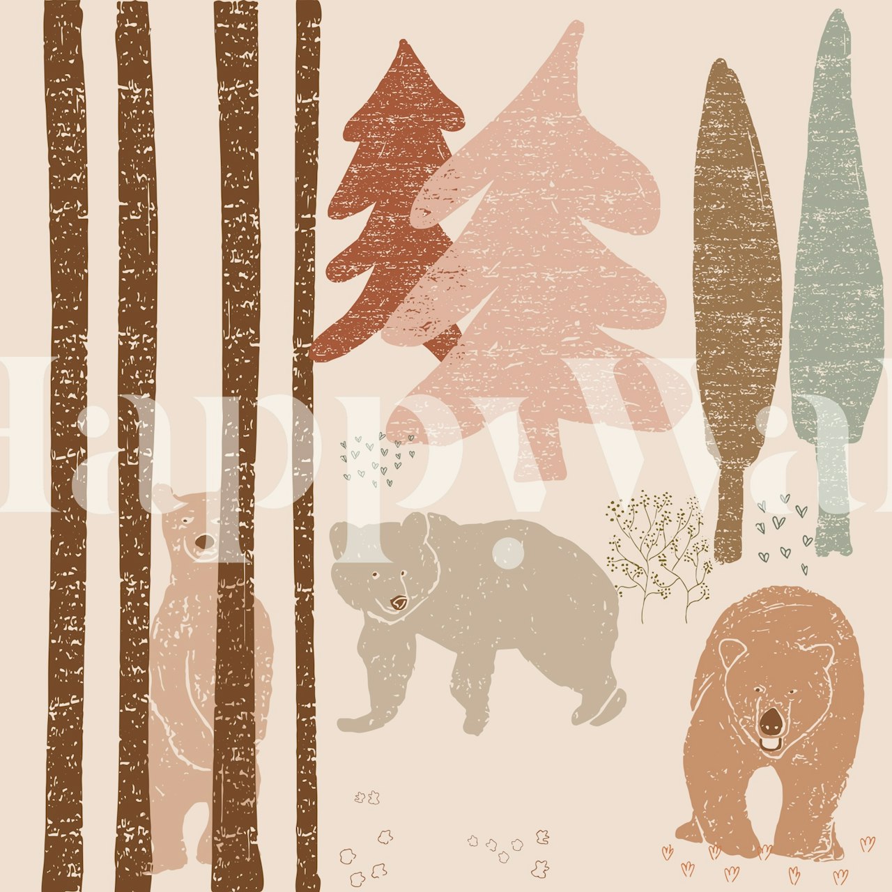 Woodland Bear Adventure wallpaper in a room