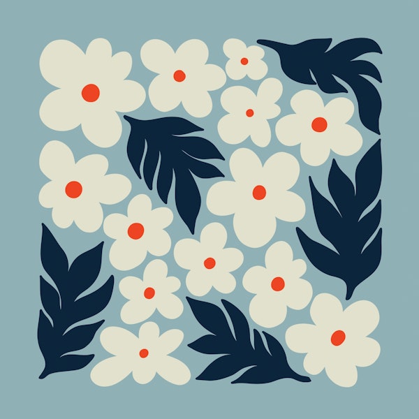 Modern Floral Joy in Blue
