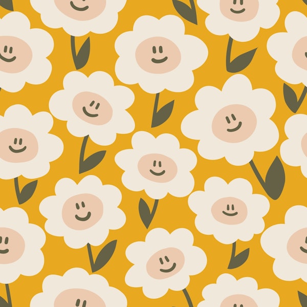 Happy Flowers Sunny Smile Daisy Pattern