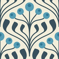 Elegant Berry Motif in Blue - L papiers peint