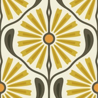 Retro Sunburst Charm in Yellow - S tapete