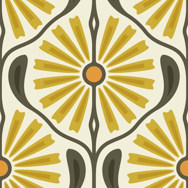 Retro Sunburst Charm in Yellow - L