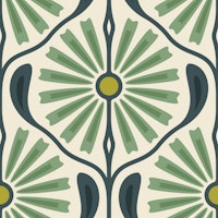 Retro Sunburst Charm in Green - L tapete