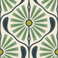 Retro Sunburst Charm in Green - L carta da parati