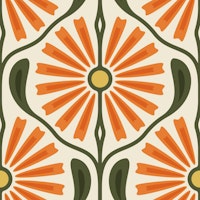 Retro Sunburst Charm in Orange - S tapete