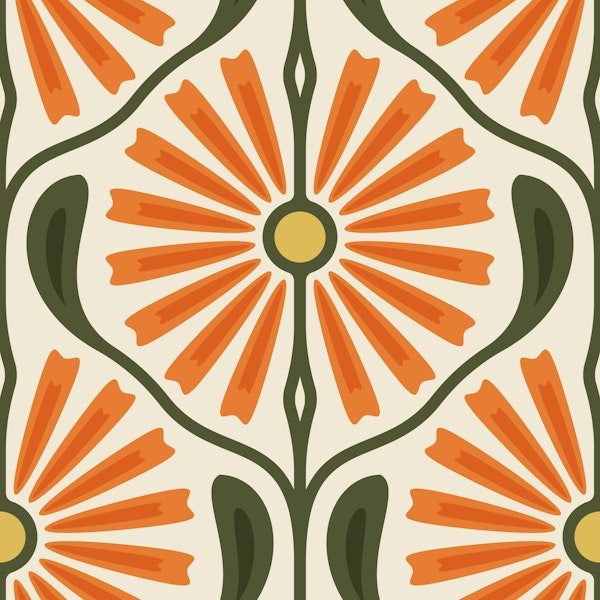 Retro Sunburst Charm in Orange - L