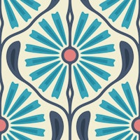 Retro Sunburst Charm in Blue - S tapete