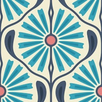 Retro Sunburst Charm in Blue - L tapete
