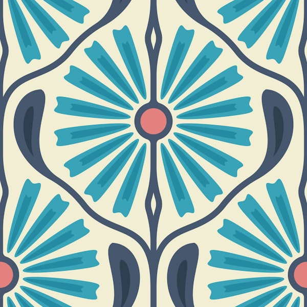 Retro Sunburst Charm in Blue - L