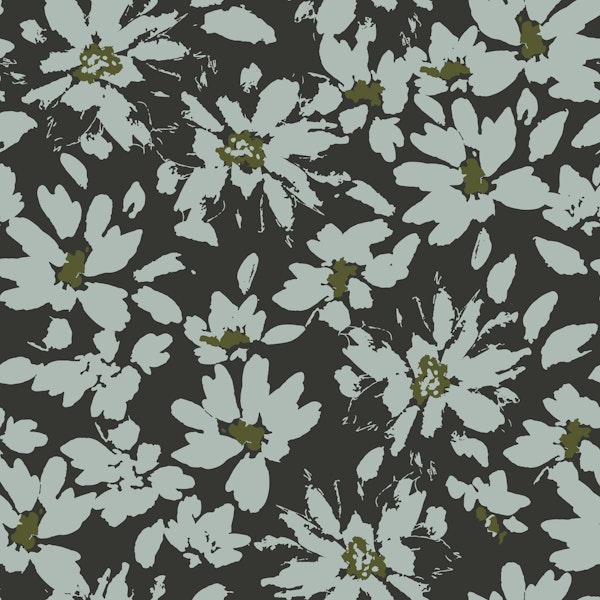 Spring Garden Flowers Black and Gray