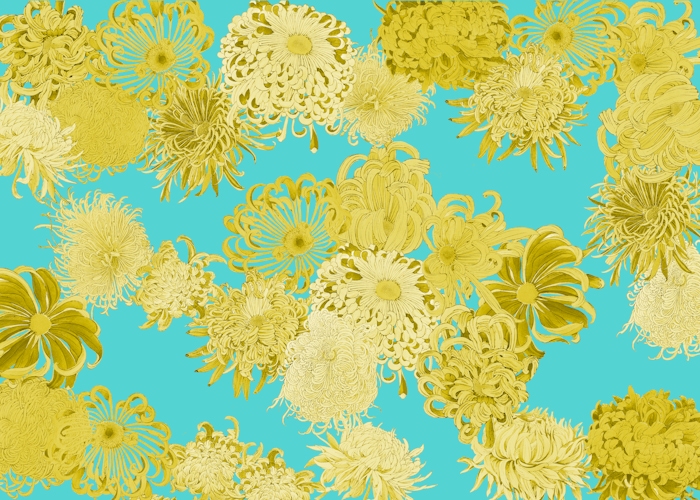 Teal Garden Crop Top - Lilies
