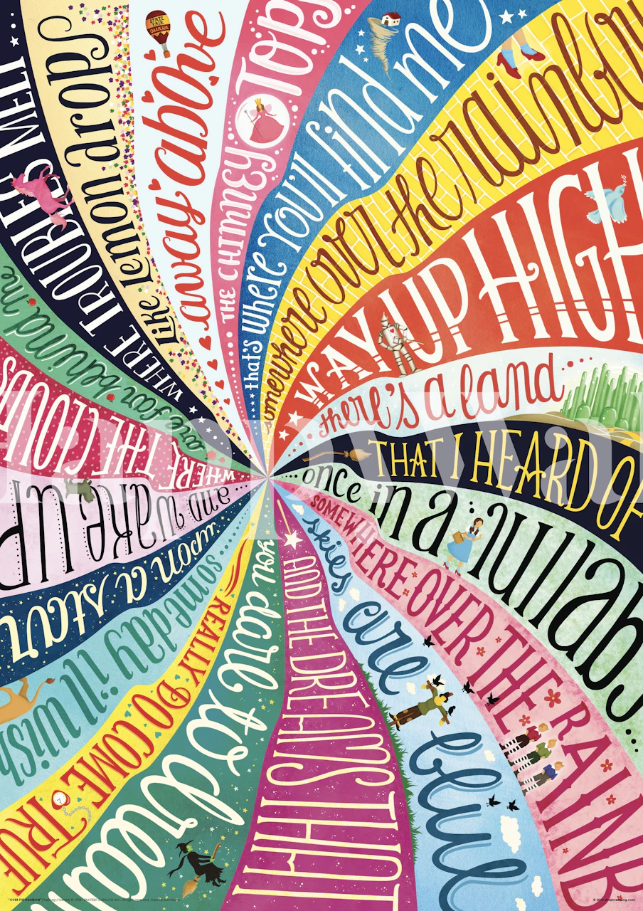 Colorful spiral wallpaper with inspirational quotes in various fonts