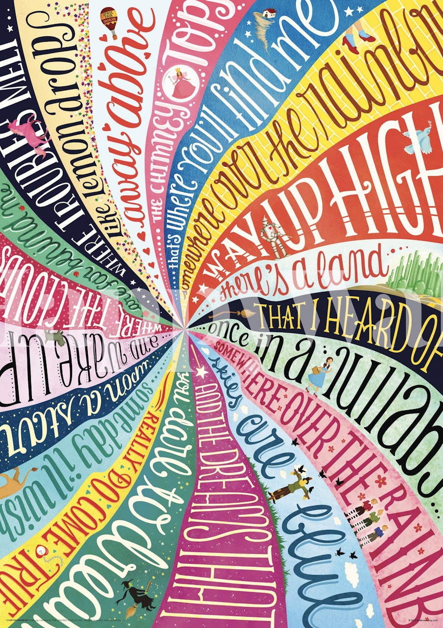 Colorful spiral wallpaper with inspirational quotes in various fonts